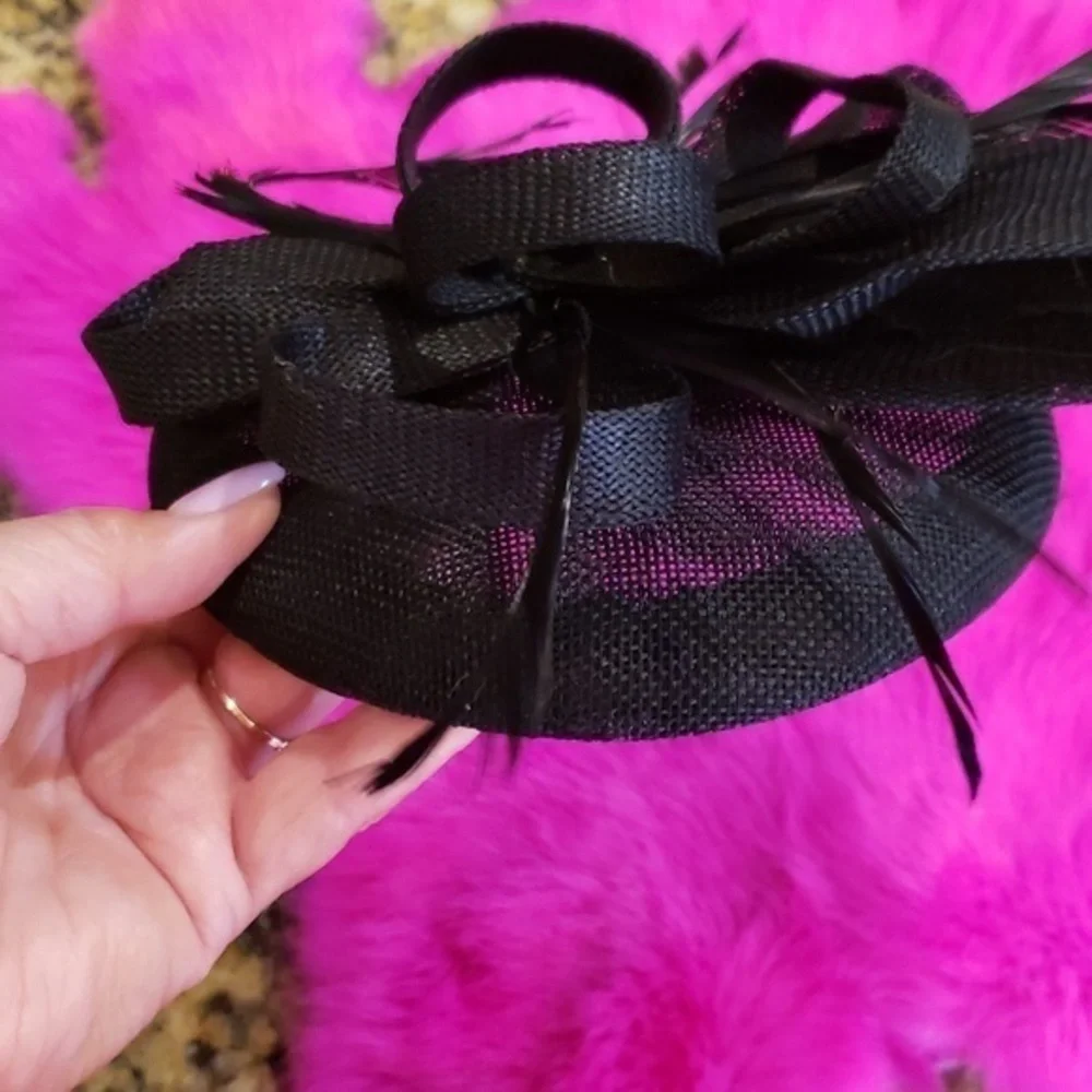Black  Fascinator W/Clip‎ Hat Church Tea Party Derby Hair Accessories
